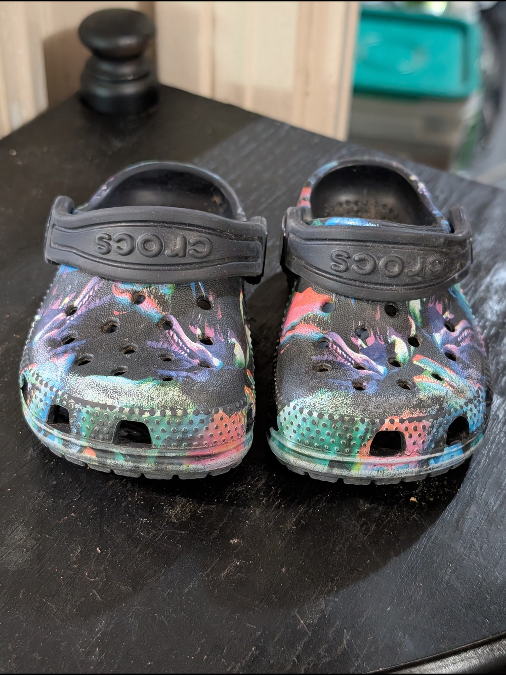 Multi-color Baby Stylized Dinosaur Crocs purple swirl Kids shoes C6